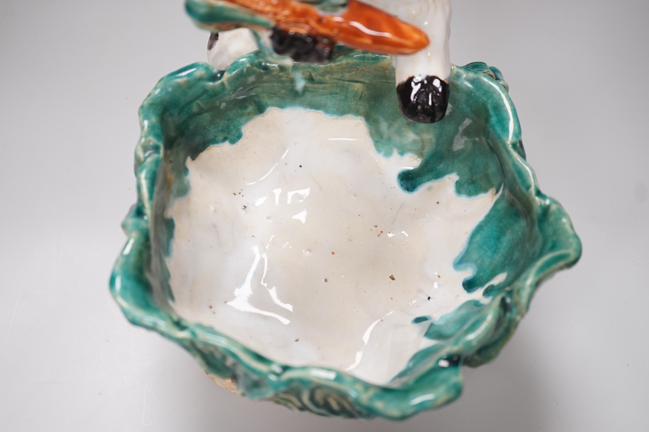 An unusual late 19th century Continental majolica 'rabbit' dish. 26cm high